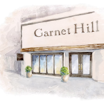 Watercolor illustration of Garnet Hill storefront